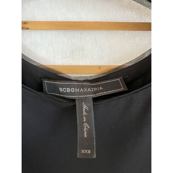 BCBGMaxAzria Bianca Top Black Chiffon & Sequined Eyelet, Blouse XXSmall - Picture 5 of 13